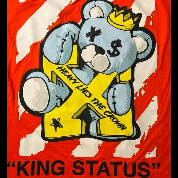GSTR “King Status” Crown Bear Tee 3XL Orange Graphic Streetwear - Picture 4 of 8